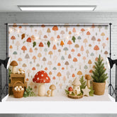 Aperturee - Aperturee Forest Mushroom World Plants Cake Smash Backdrop